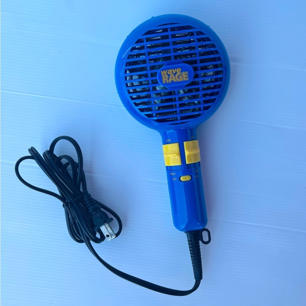 Vintage 1980s Wave Rage Hair Dryer Blue Yellow